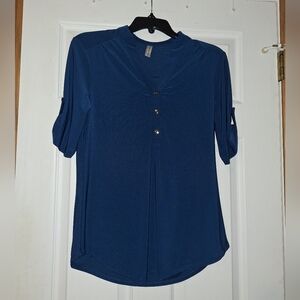 Women's Blue Button-Up Top